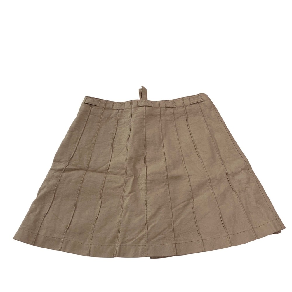 Free People Skirt Vegan Leather Beige Button Front A-Line Skirt Size 4 - Picture 3 of 9